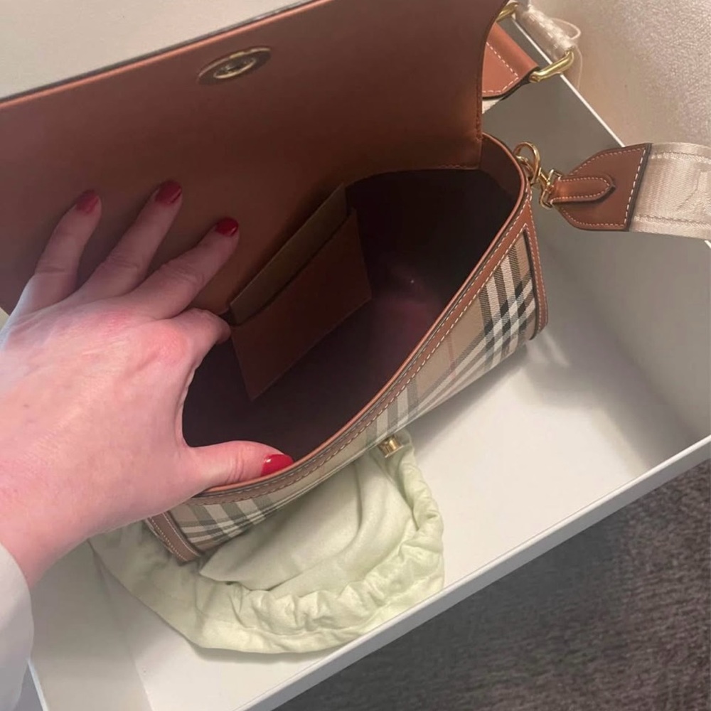 Burberry Brown Plaid Shoulder Bag - Picture 7 of 9